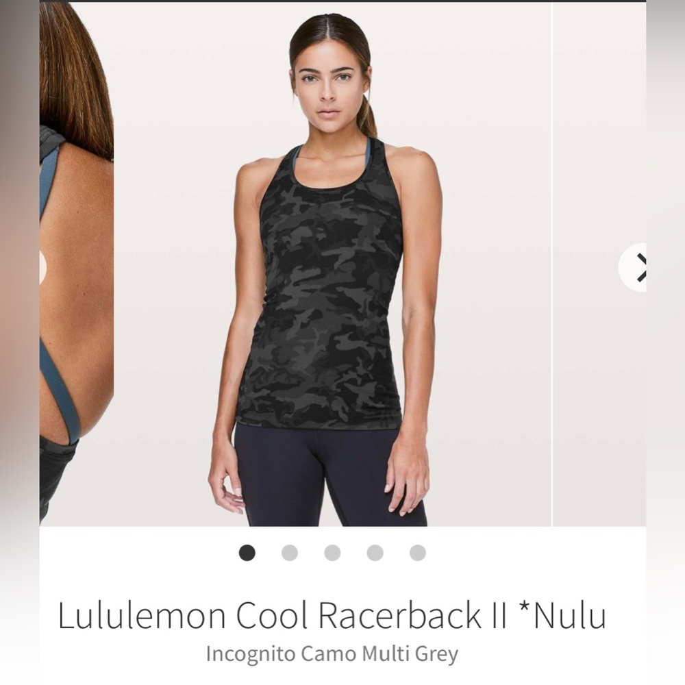 Lululemon cool racerback II Nulu incognito camo multi grey size 6